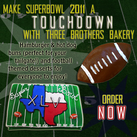 Superbowl Flyer for Three Brothers Bakery