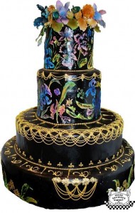 Black Tiffany Windows Inspired Wedding Cake by Three Brothers Bakery