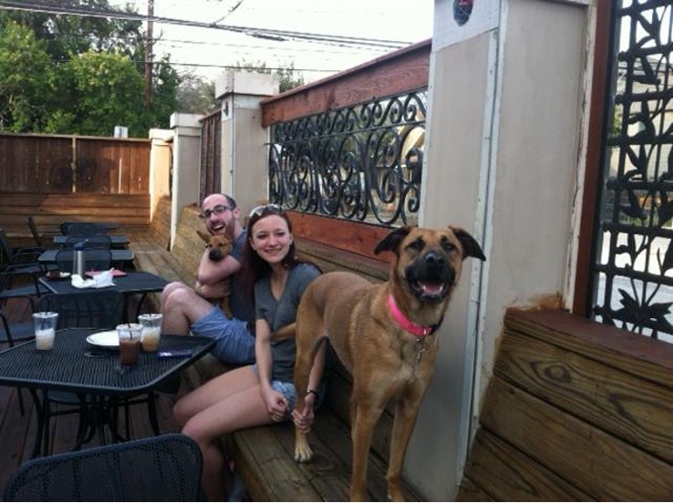 Enjoying the patio at Three Brothers Bakery Washington with your pups