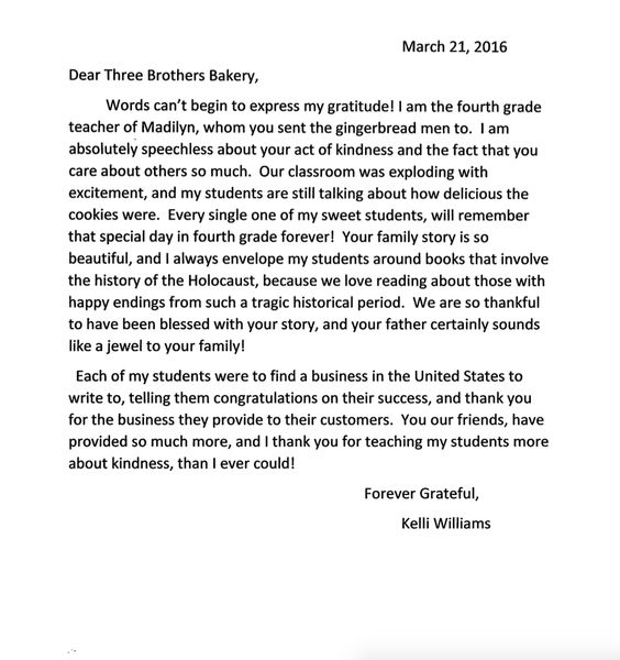 A note from Madilyn's teacher