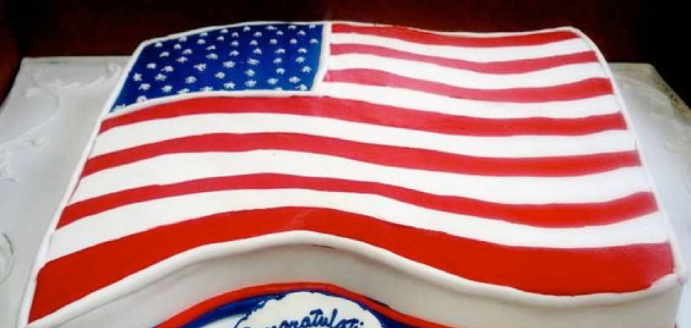 Three Brothers Bakery American Flag Cutout Cake