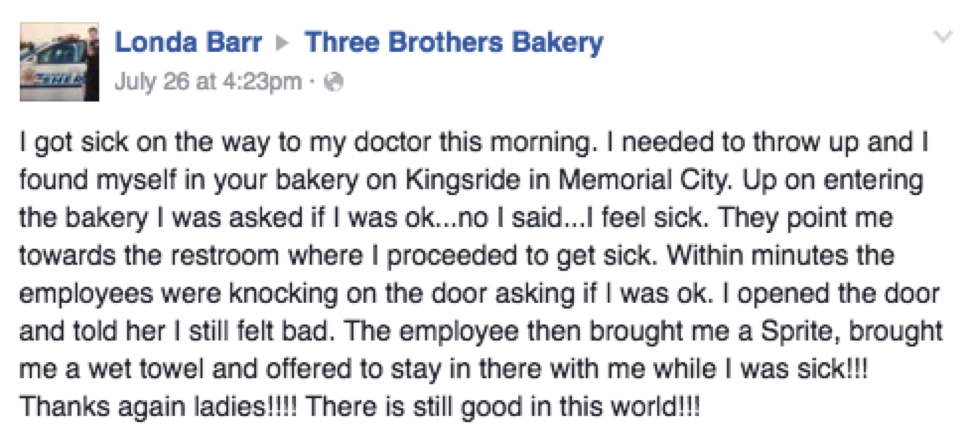 Three Brothers Bakery FB Review 2