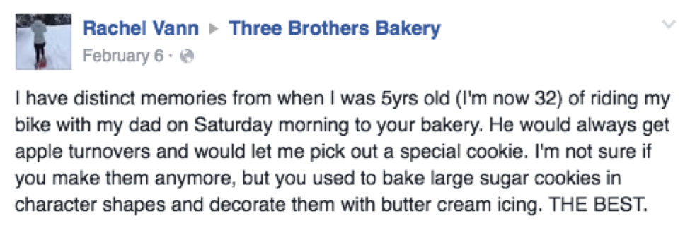 Three Brothers Bakery FB Review