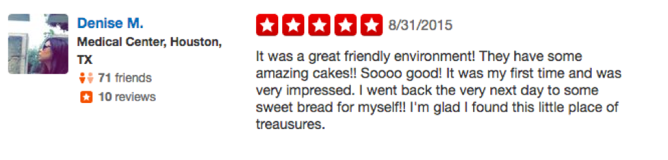 Three Brothers Bakery Yelp Review
