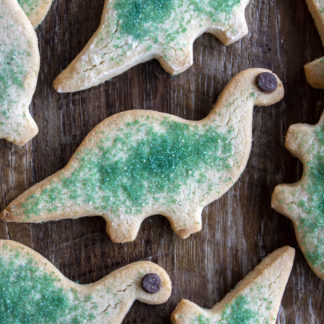 Green dinosaur sugar cookie