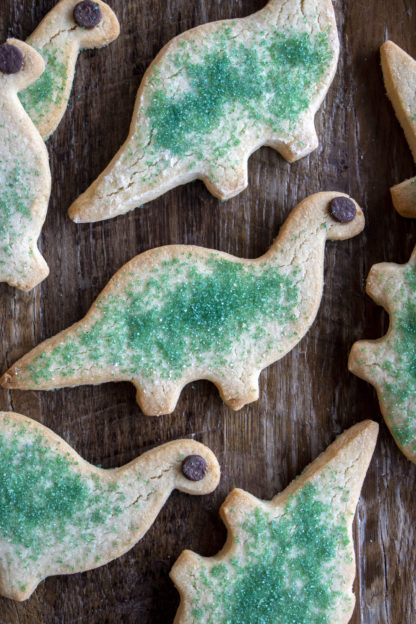 Green dinosaur sugar cookie