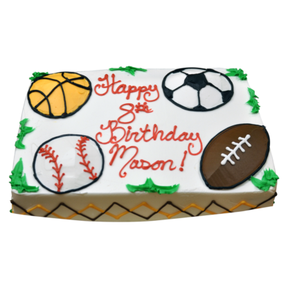 green grass and balls sports- birthday cake