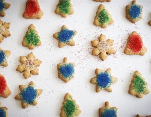holiday themed sugar cookies
