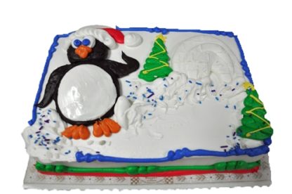 Sheet cake with penguin