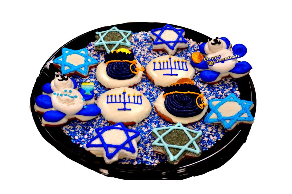 Assorted Hanukkah Dipped Decorated Cookie Tray 12 Three Brothers Bakery