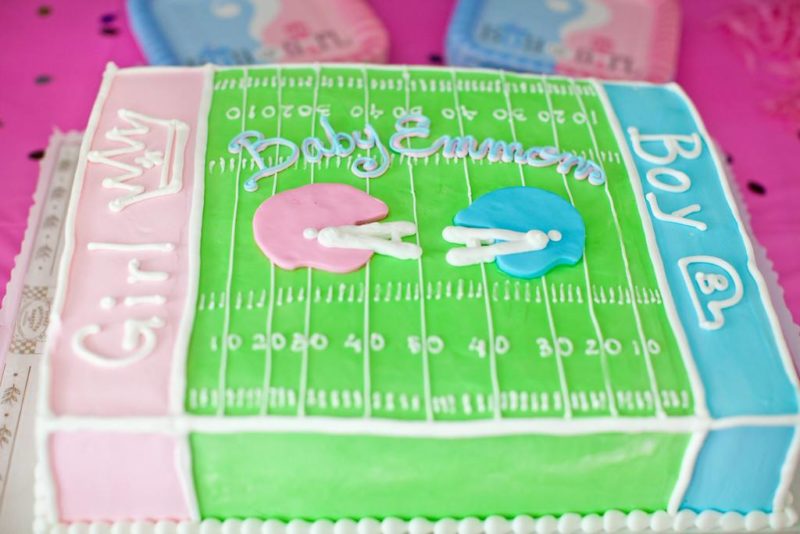 Football Themed Gender Reveal Cake
