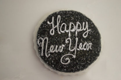 New Year’s dipped decorated cookie