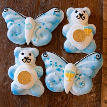 Hanukkah Bears & Butterflies Dipped Decorated Cookie