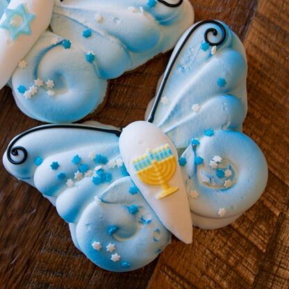 Hanukkah Bears & Butterflies Dipped Decorated Cookie