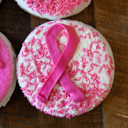 Breast Cancer Awareness Pink Ribbon Cookie