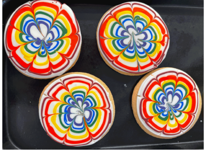 PRIDE Royal Iced Spirograph Daisy Cookies