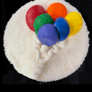 Rainbow colored balloon dipped decorated cookie