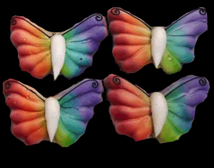 Rainbow butterflies dipped decorated cookies