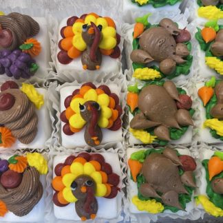 Thanksgiving themed petit fours by Three Brothers Bakery
